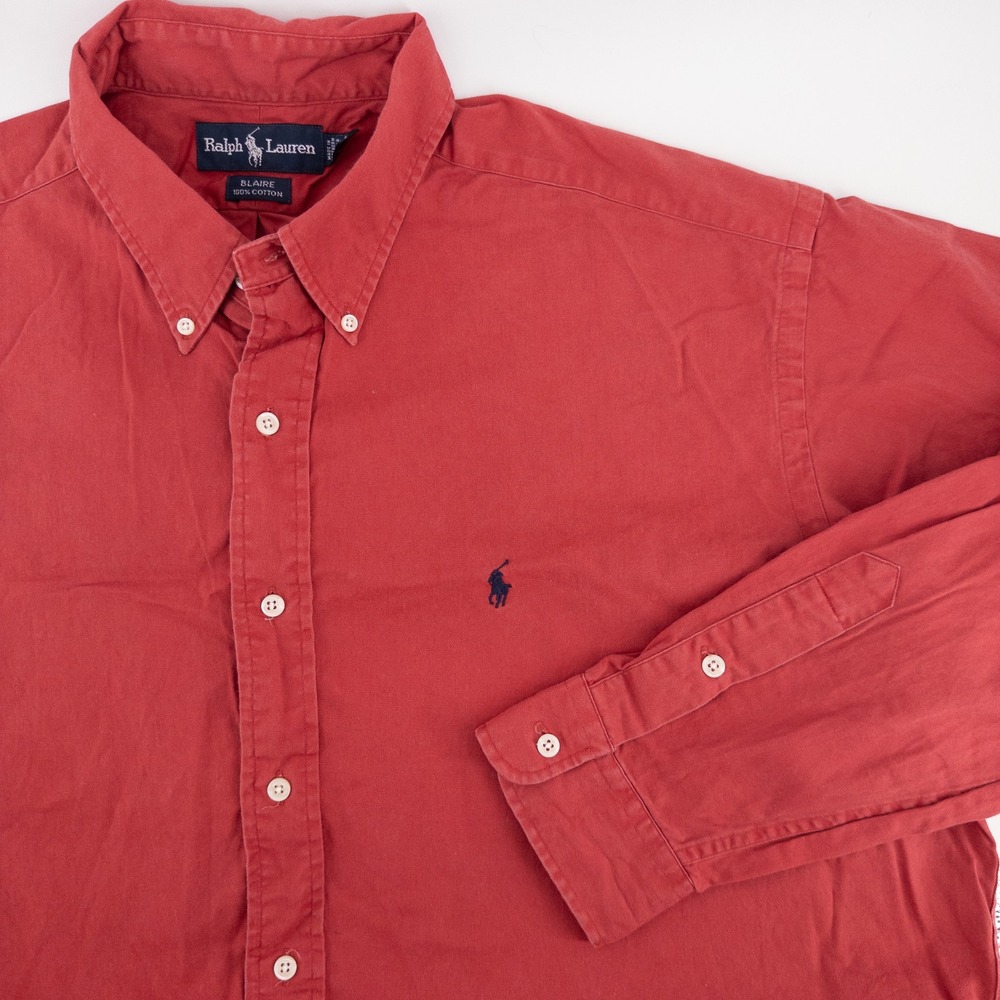 Vintage‎ Ralph Lauren Mens XL Blaire Long Sleeve Button Down Shirt Red Cotton